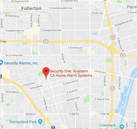 anaheim google map pin location for Security One smart home security company